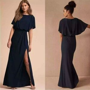 Anthropologie BHLDN Lena Navy Flutter Sleeve‎ Dress, size 4
